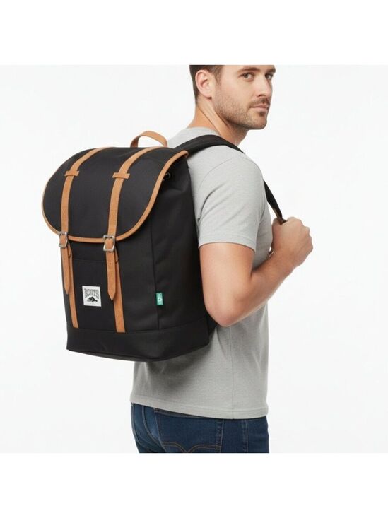 Roots Other - *ROOTS 17.3" Black Computer Backpack with Brown Accents